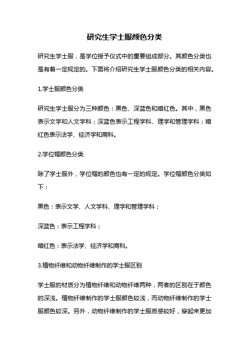 研究生学士服颜色分类