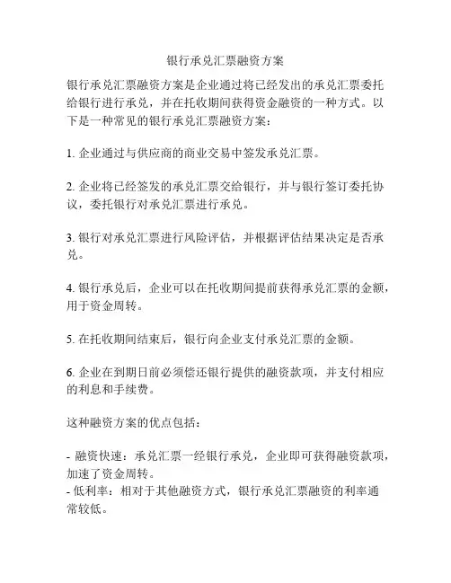 银行承兑汇票融资方案