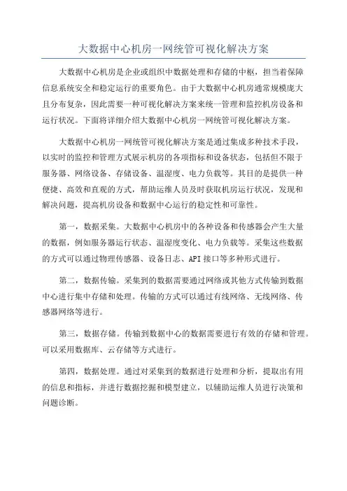 大数据中心机房一网统管可视化解决方案