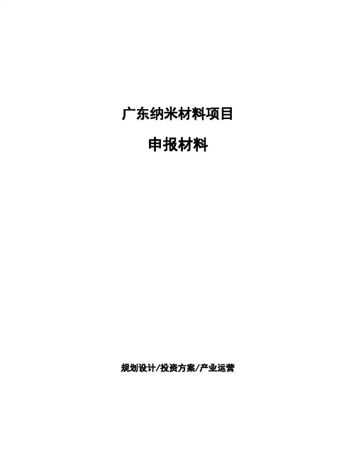 广东纳米材料项目申报材料