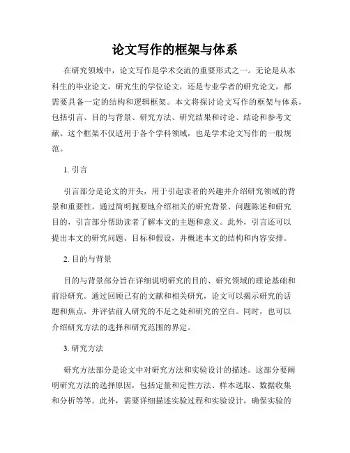 论文写作的框架与体系