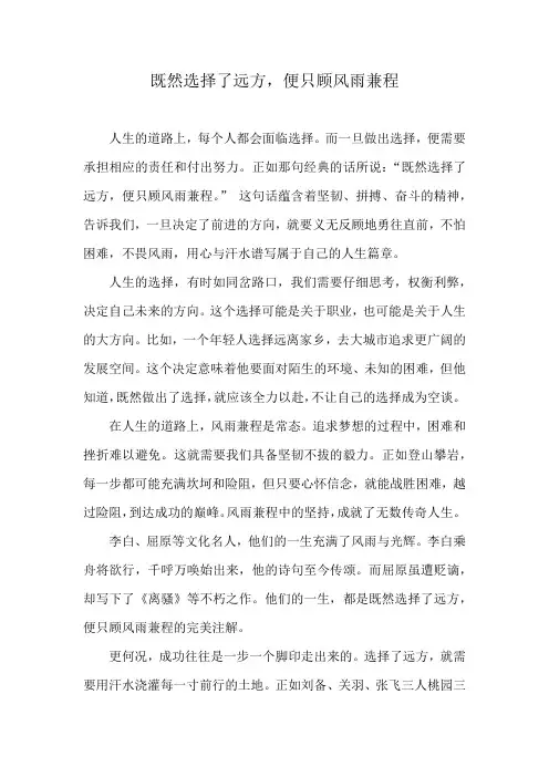 既然选择了远方,便只顾风雨兼程