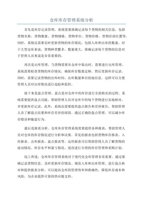 仓库库存管理系统分析