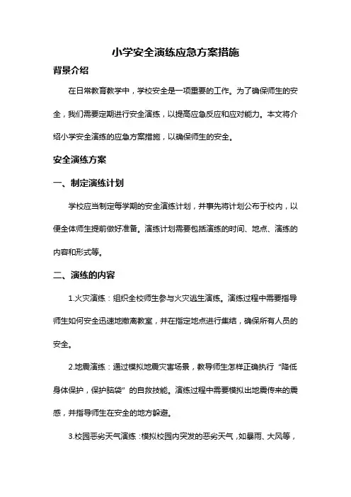 小学安全演练应急方案措施