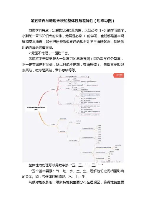 第五章自然地理环境的整体性与差异性（思维导图）