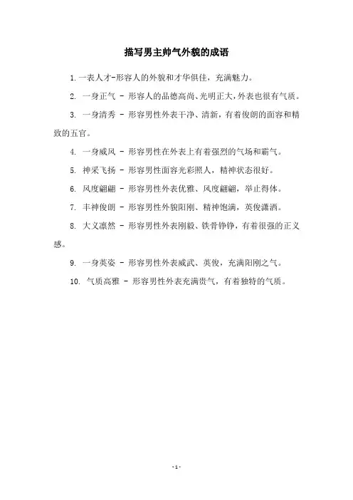 描写男主帅气外貌的成语