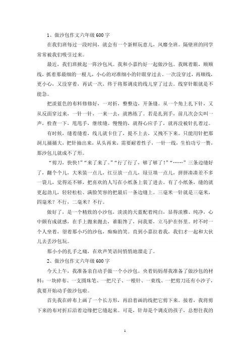精选做沙包作文六年级600字