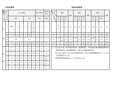俄语变格汇总(名词和形容词)