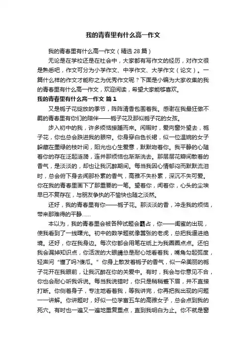 我的青春里有什么高一作文（精选28篇）