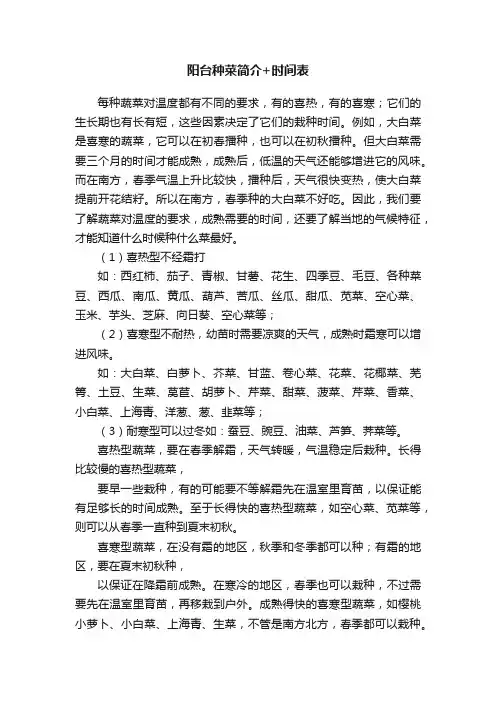 阳台种菜简介+时间表