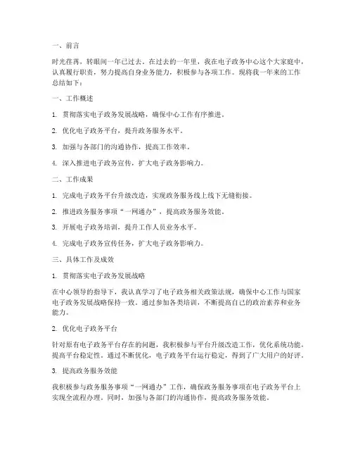电子政务中心个人工作总结
