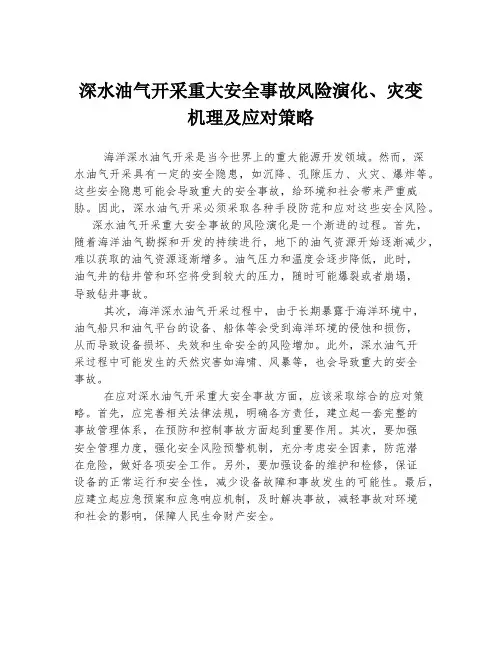 深水油气开采重大安全事故风险演化、灾变机理及应对策略