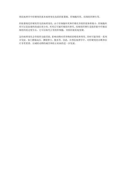 兽医病理学 肝硬变的基本病理变化