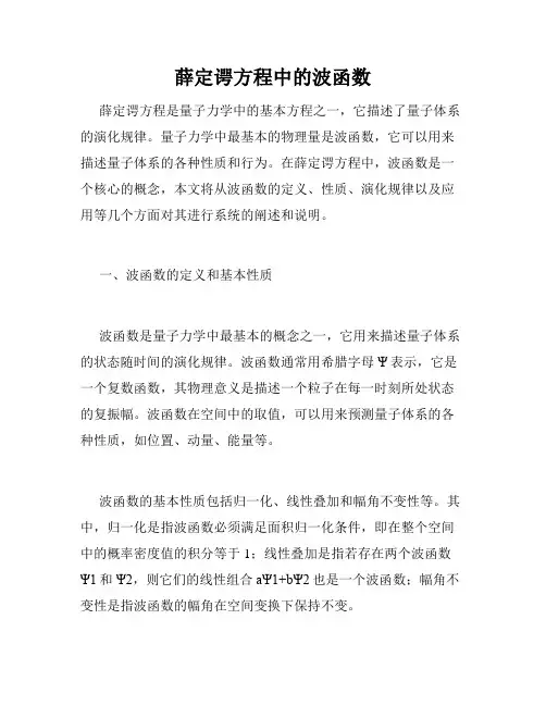 薛定谔方程中的波函数