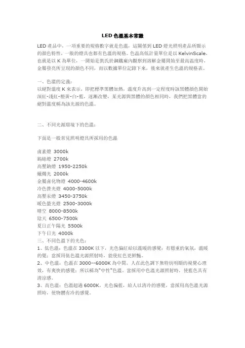 LED色温基本常识