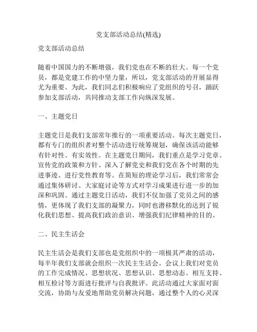党支部活动总结(精选)