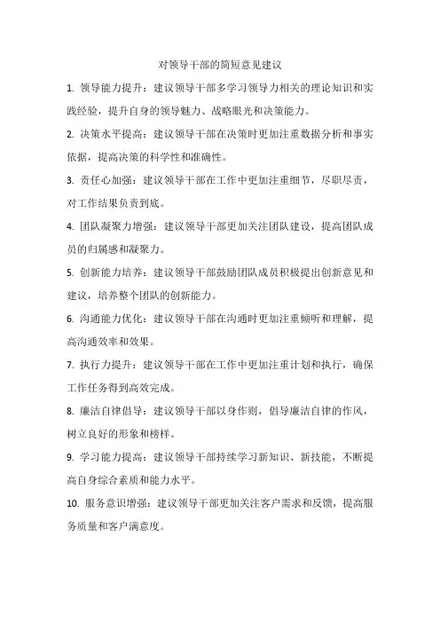 对领导干部的意见建议简短