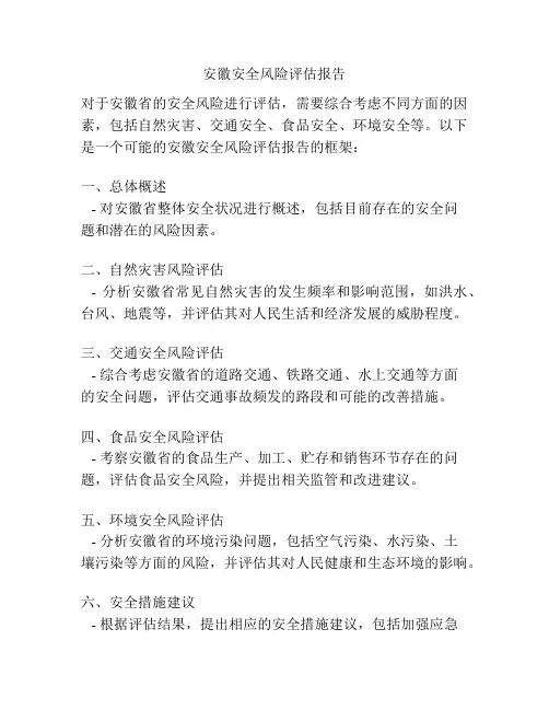 安徽安全风险评估报告