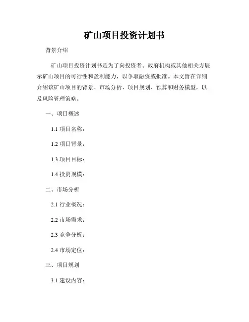 矿山项目投资计划书