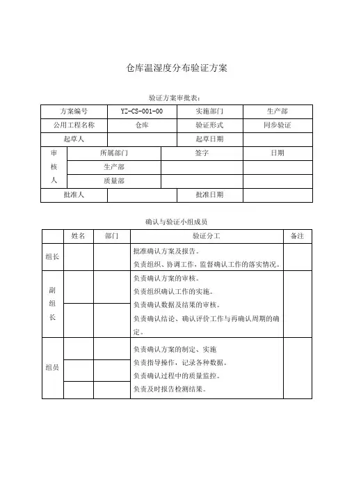 仓库温湿度分布验证方案