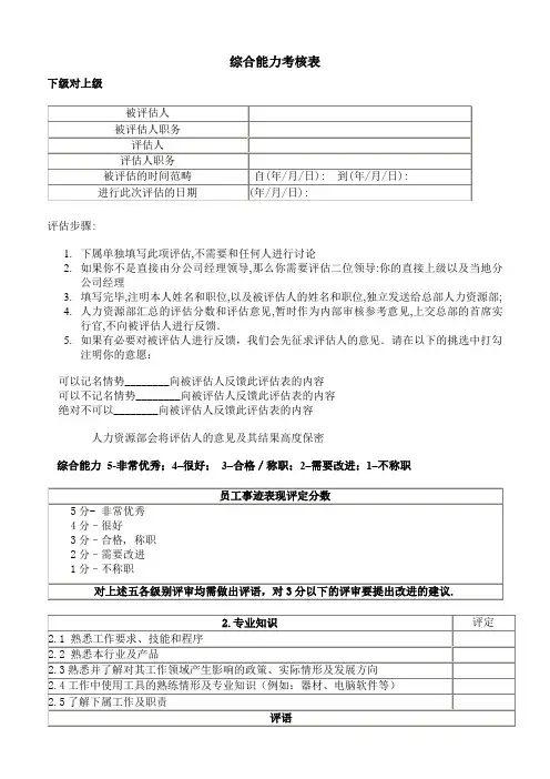 综合能力考核表模板