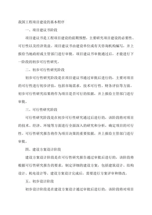 我国工程项目建设的基本程序