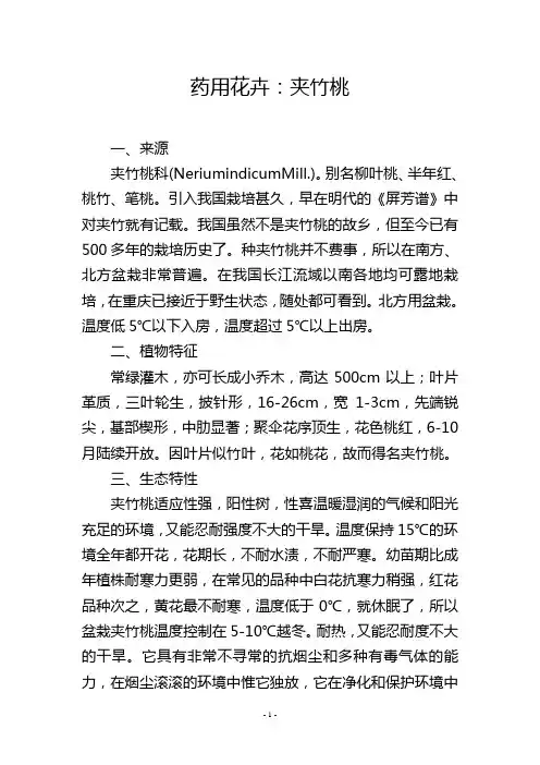 药用花卉：夹竹桃
