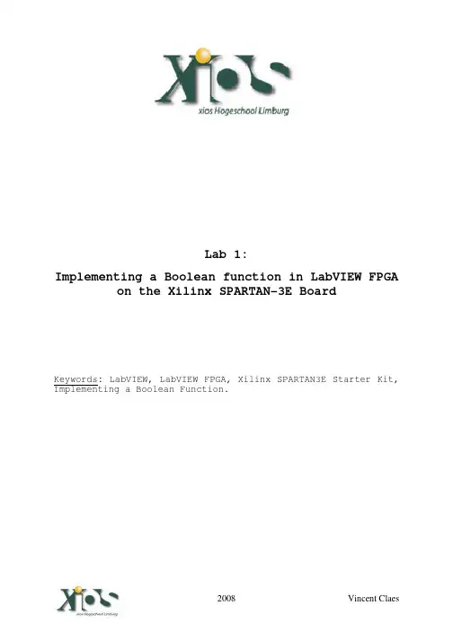 LabVIEW FPGA SPARTAN3E Starter Kit 实验指南说明书