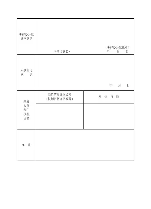 江西省机关事业单位工勤人员岗位等级(职务)考核评审表