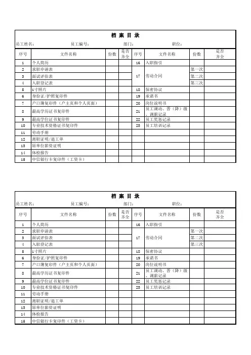 人事档案目录