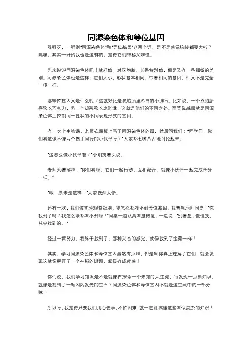同源染色体和等位基因
