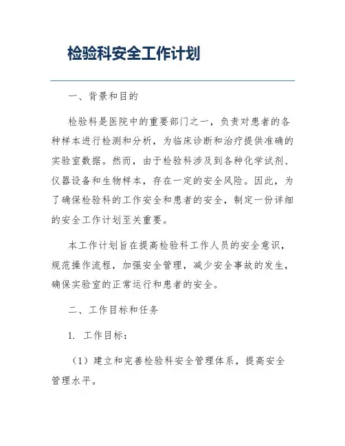 检验科安全工作计划