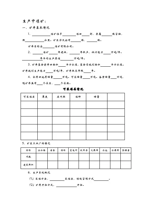 煤矿基础资料调查表