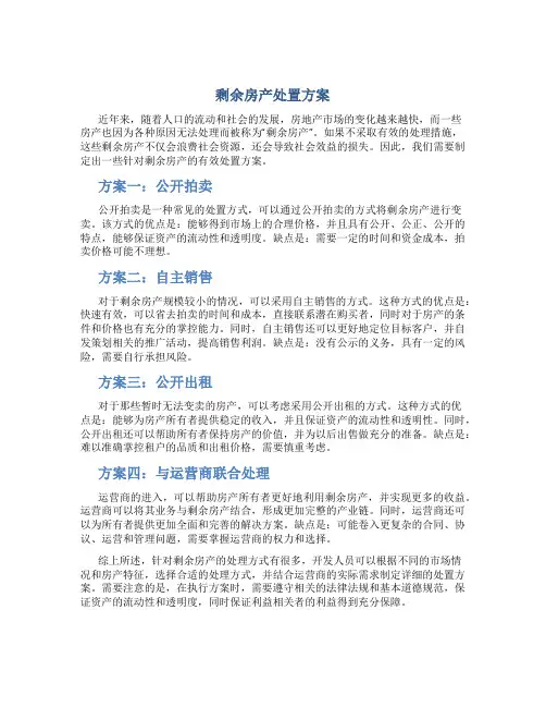 剩余房产处置方案