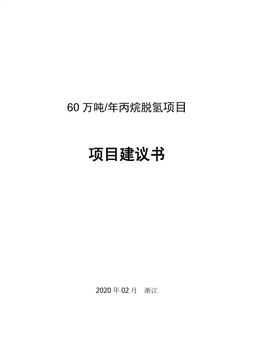 年产60万吨丙烷脱氢(PDH)项目建议书