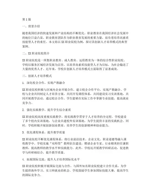 职业教育团队典型案例(2篇)