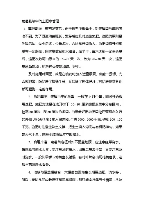 葡萄栽培中的土肥水管理