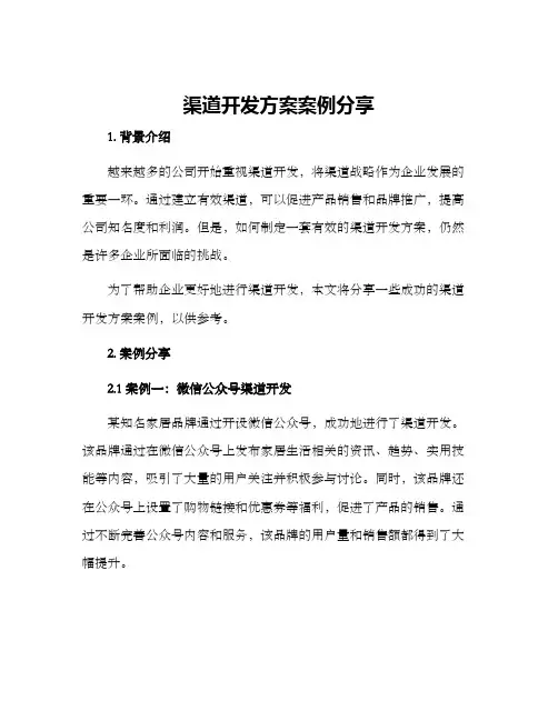 渠道开发方案案例分享