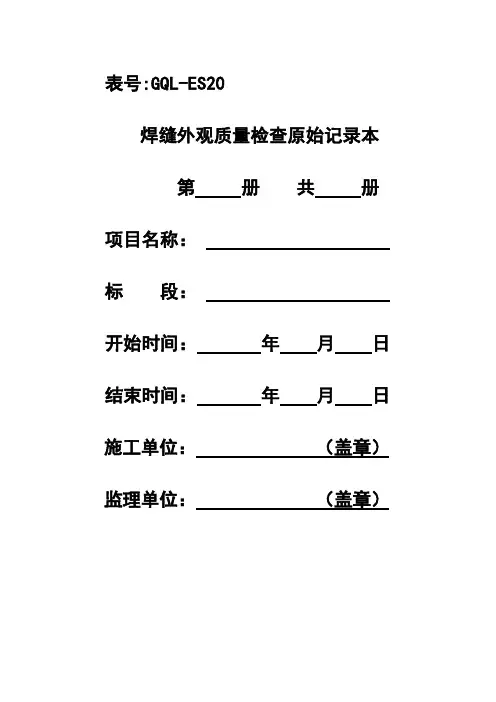 焊缝外观质量检查原始记录本