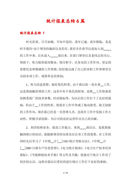 统计报表总结6篇