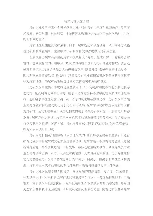 尾矿处理设施介绍