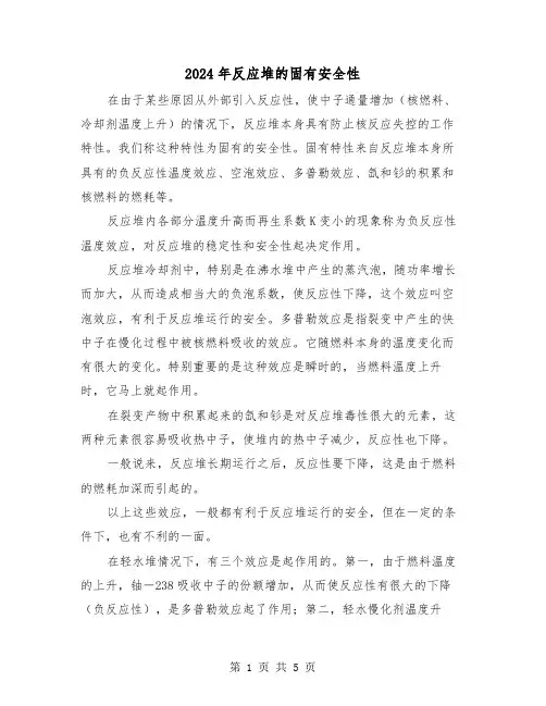 2024年反应堆的固有安全性(三篇)