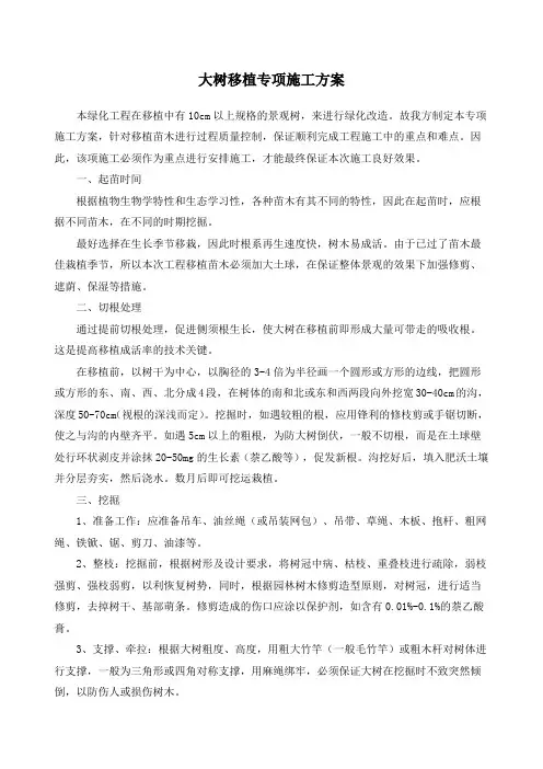大树移植专项施工方案