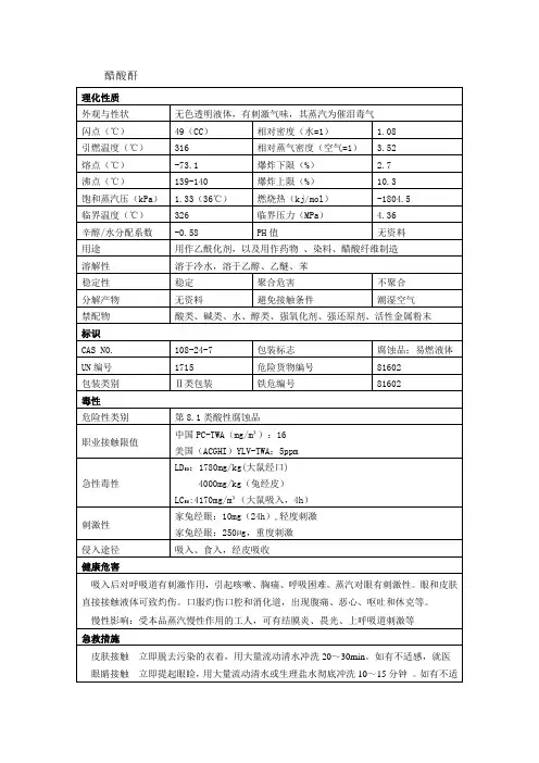 醋酸酐安全技术说明书