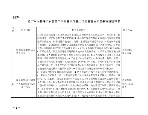 煤矿安全生产大检查大排查明细表