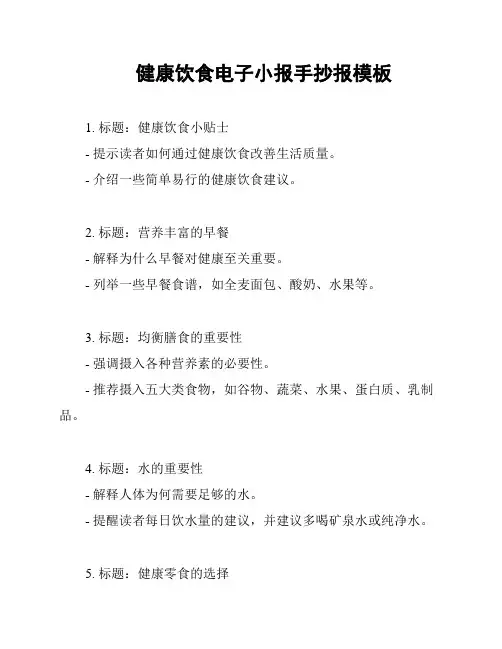 健康饮食电子小报手抄报模板