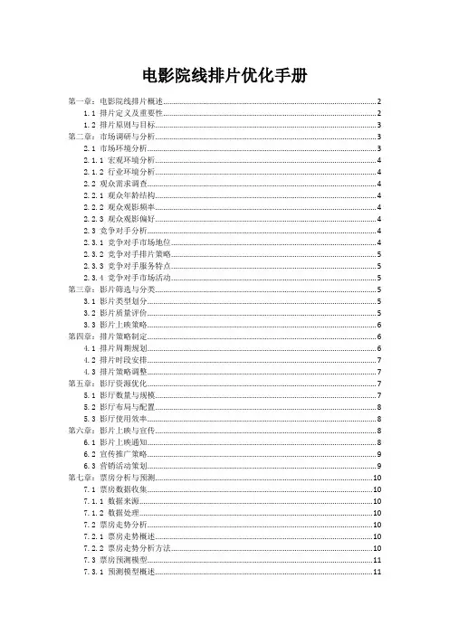 电影院线排片优化手册