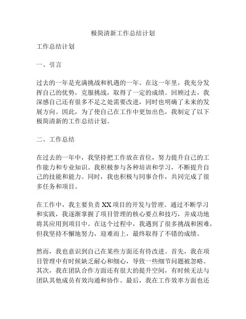 极简清新工作总结计划