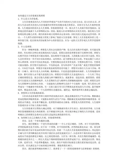 如何通过人生价值观实现理想