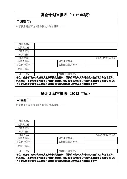 资金计划审批表(2)